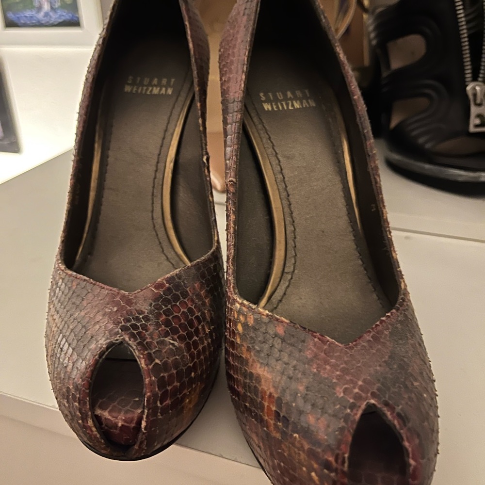 Python open toe pumps by Stuart Weizmann size 36.5